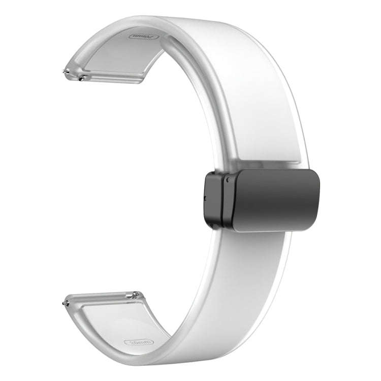 For Samsung Galaxy Watch6 / 5 / 4 Translucent Magnetic Black Buckle Silicone Watch Band(White)