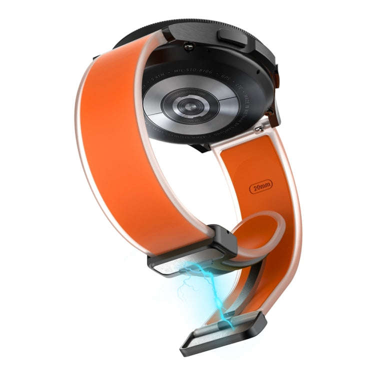 For Samsung Galaxy Watch6 / 5 / 4 Translucent Magnetic Black Buckle Silicone Watch Band(Orange)