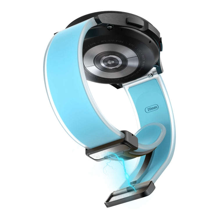 For Samsung Galaxy Watch6 / 5 / 4 Translucent Magnetic Black Buckle Silicone Watch Band(Tiffany B...