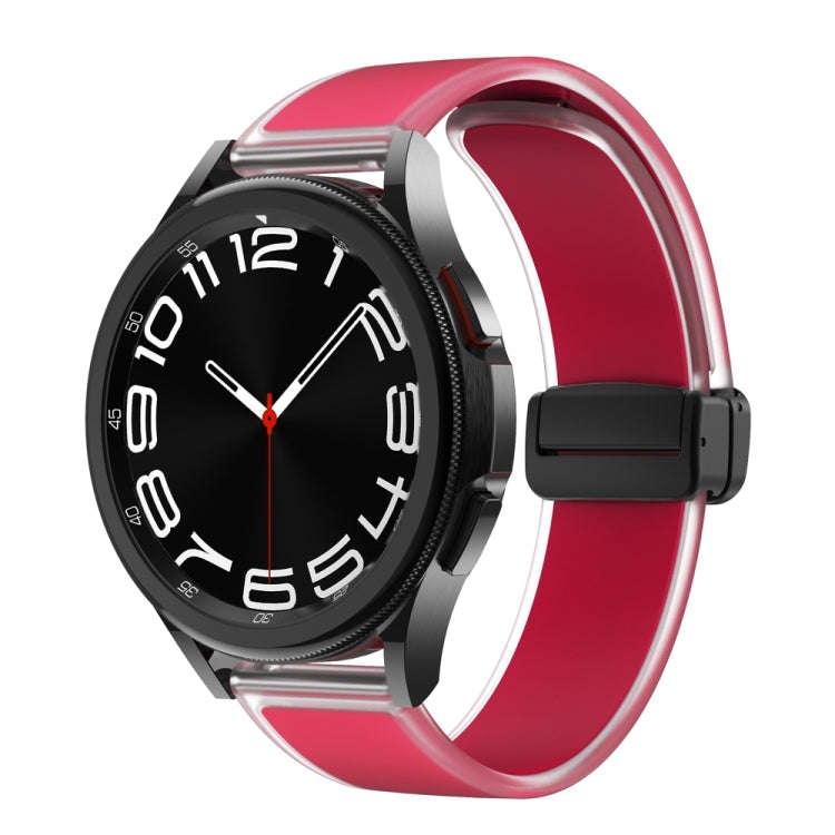 For Samsung Galaxy Watch6 / 5 / 4 Translucent Magnetic Black Buckle Silicone Watch Band(Magenta)