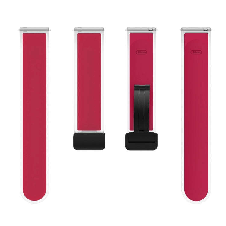 For Samsung Galaxy Watch6 / 5 / 4 Translucent Magnetic Black Buckle Silicone Watch Band(Magenta)
