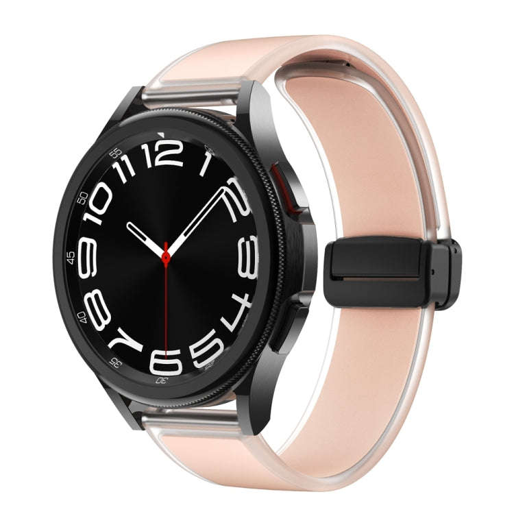 For Samsung Galaxy Watch6 / 5 / 4 Translucent Magnetic Black Buckle Silicone Watch Band(Pink)