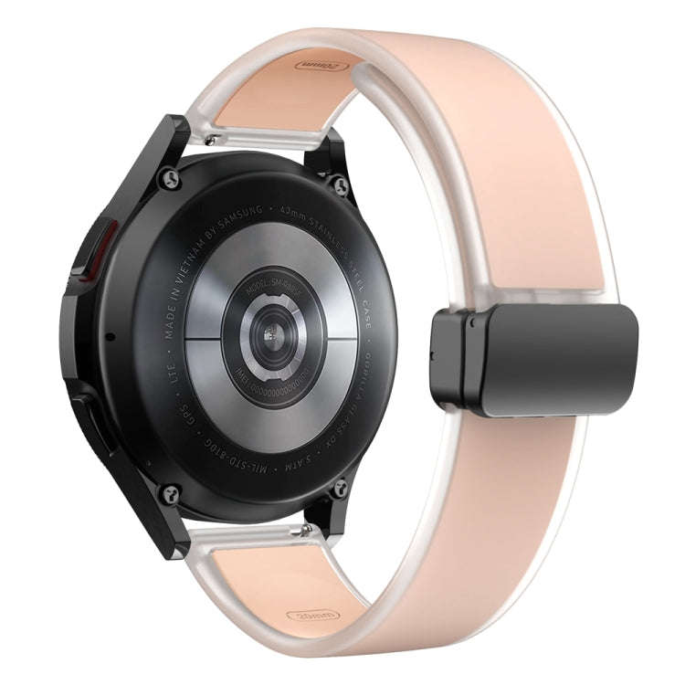 For Samsung Galaxy Watch6 / 5 / 4 Translucent Magnetic Black Buckle Silicone Watch Band(Pink)