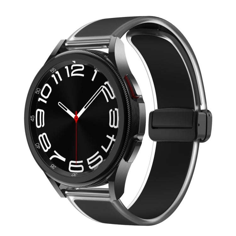 For Samsung Galaxy Watch6 / 5 / 4 Translucent Magnetic Black Buckle Silicone Watch Band(Black)