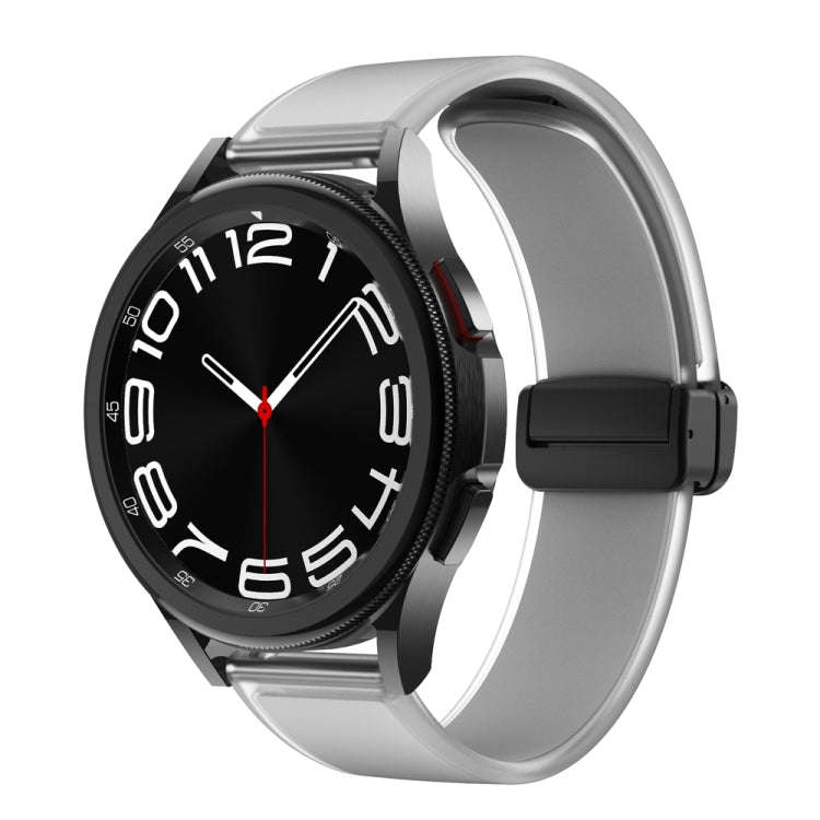 For Samsung Galaxy Watch6 / 5 / 4 Translucent Magnetic Black Buckle Silicone Watch Band(Light Grey)