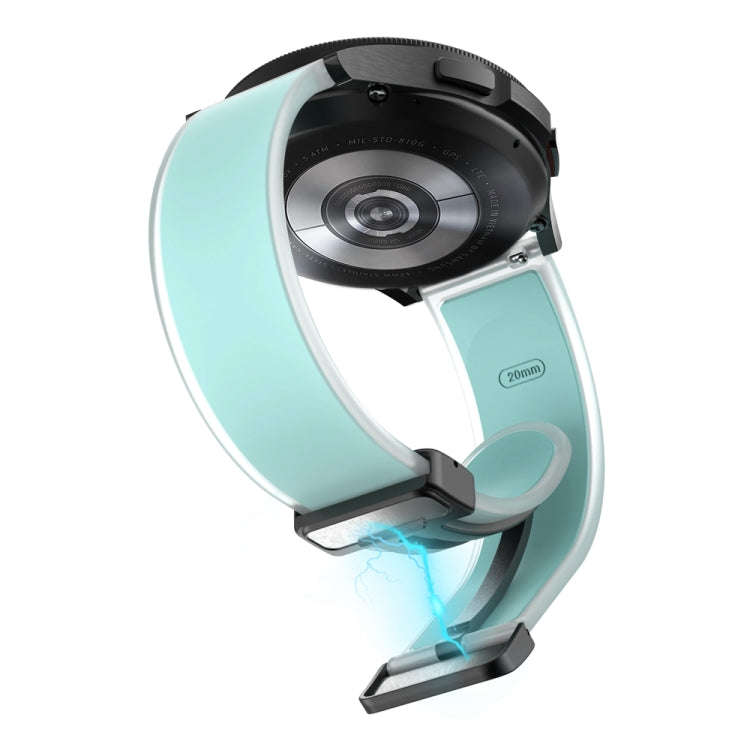For Samsung Galaxy Watch6 / 5 / 4 Translucent Magnetic Black Buckle Silicone Watch Band(Light Green)