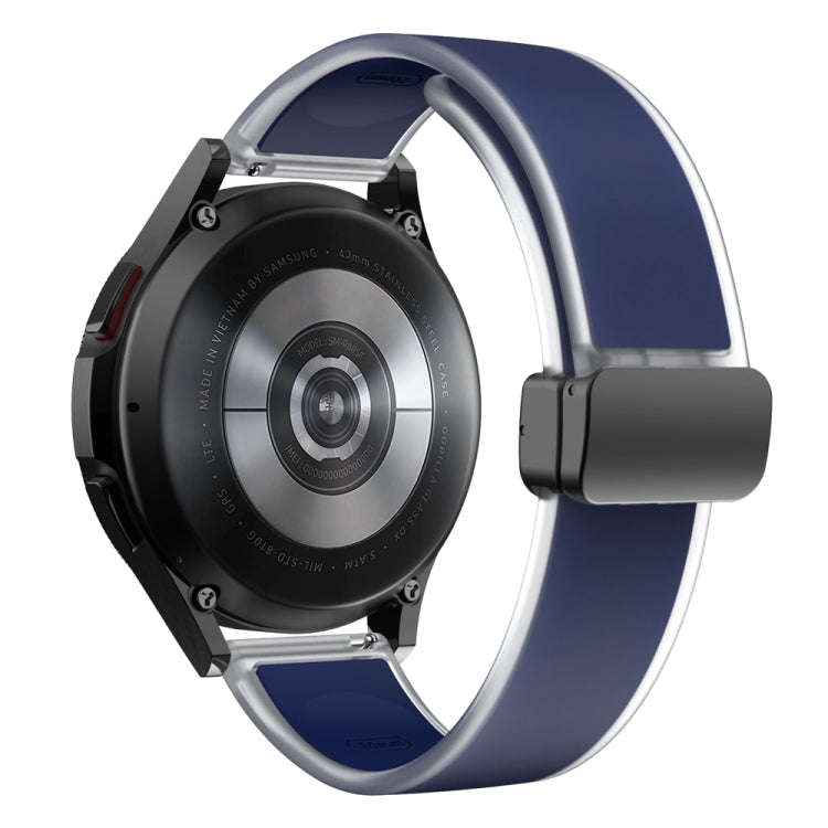 For Samsung Galaxy Watch6 / 5 / 4 Translucent Magnetic Black Buckle Silicone Watch Band(Dark Blue)