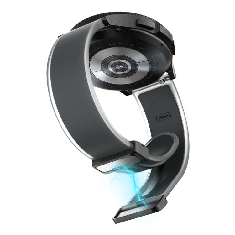 For Samsung Galaxy Watch6 / 5 / 4 Translucent Magnetic Black Buckle Silicone Watch Band(Space Grey)