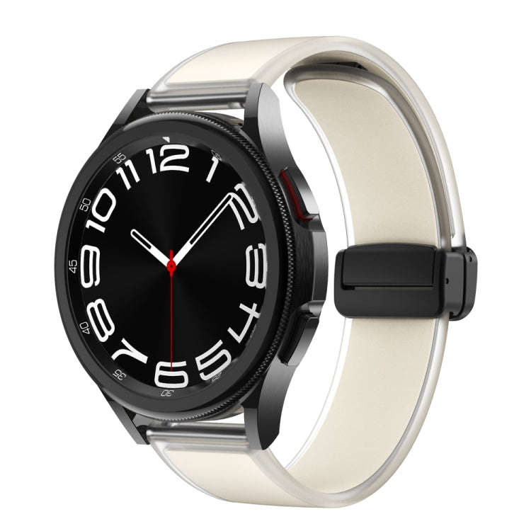 For Samsung Galaxy Watch6 / 5 / 4 Translucent Magnetic Black Buckle Silicone Watch Band(Starlight...