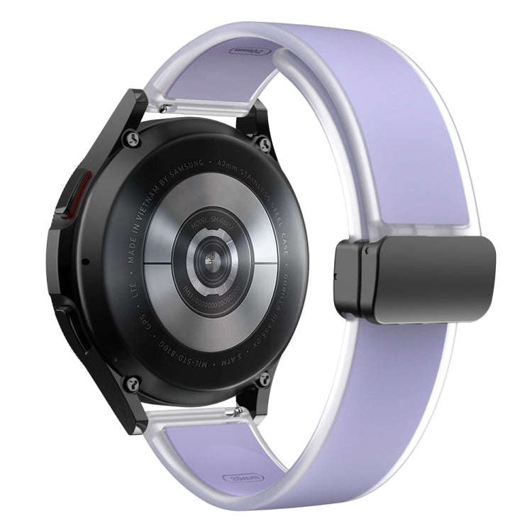 For Samsung Galaxy Watch6 / 5 / 4 Translucent Magnetic Black Buckle Silicone Watch Band(Purple)