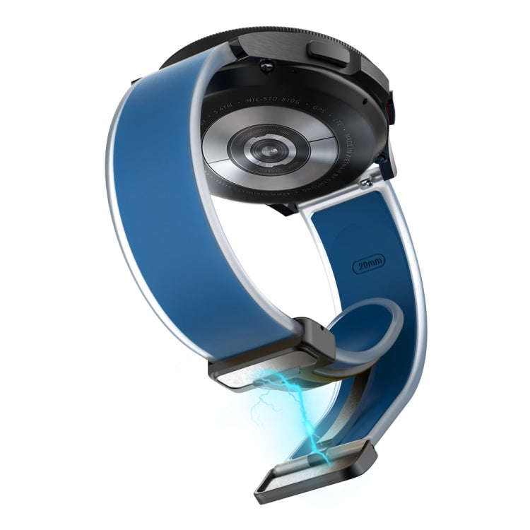 For Samsung Galaxy Watch6 / 5 / 4 Translucent Magnetic Black Buckle Silicone Watch Band(Rock Blue)