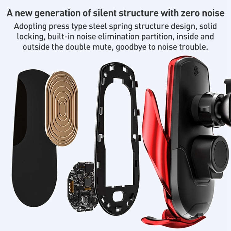 M1 Electric Opening/Closing Wireless Fast Charging Air Outlet Car Holder(Black)