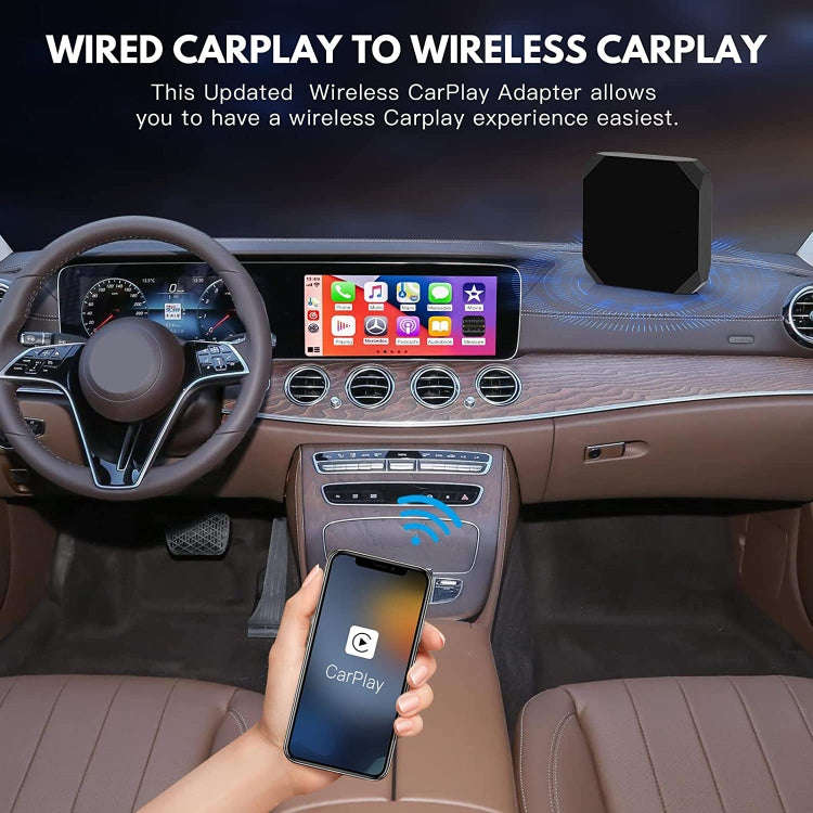 USB + USB-C / Type-C Wired to Wireless Carplay Adapter(Black)