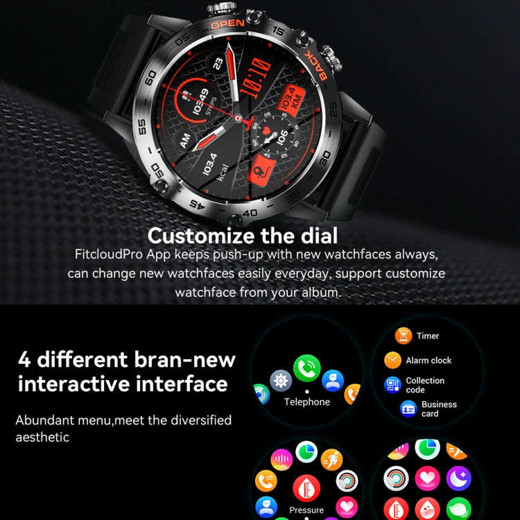 K52 1.39inch BT5.0 Smart Watch Support Heart Rate/ Sleep Detection(Black)