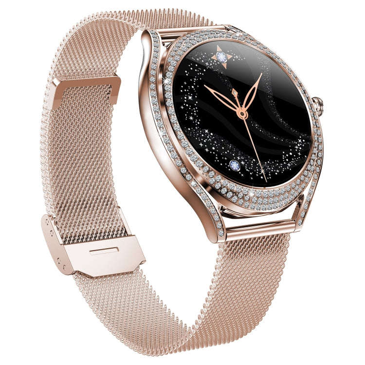 V66 1.28inch BT5.0 Smart Watch Support Heart Rate/ Sleep Detection, Style:Steel Strap(Gold)