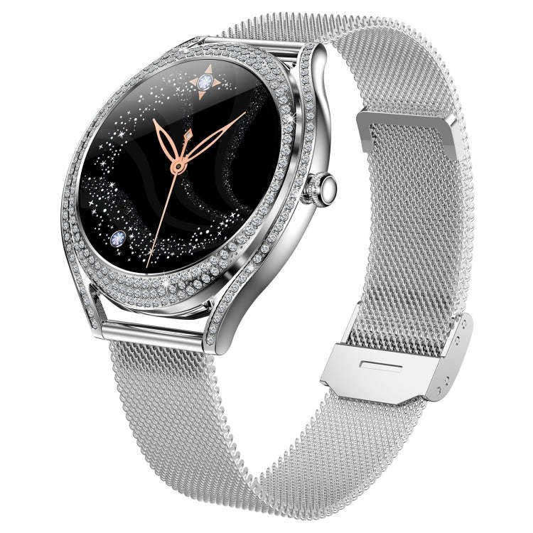 V66 1.28inch BT5.0 Smart Watch Support Heart Rate/ Sleep Detection, Style:Steel Strap(Silver)