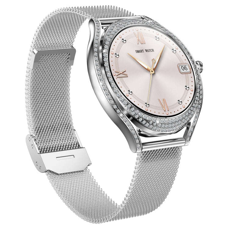V66 1.28inch BT5.0 Smart Watch Support Heart Rate/ Sleep Detection, Style:Steel Strap(Silver)