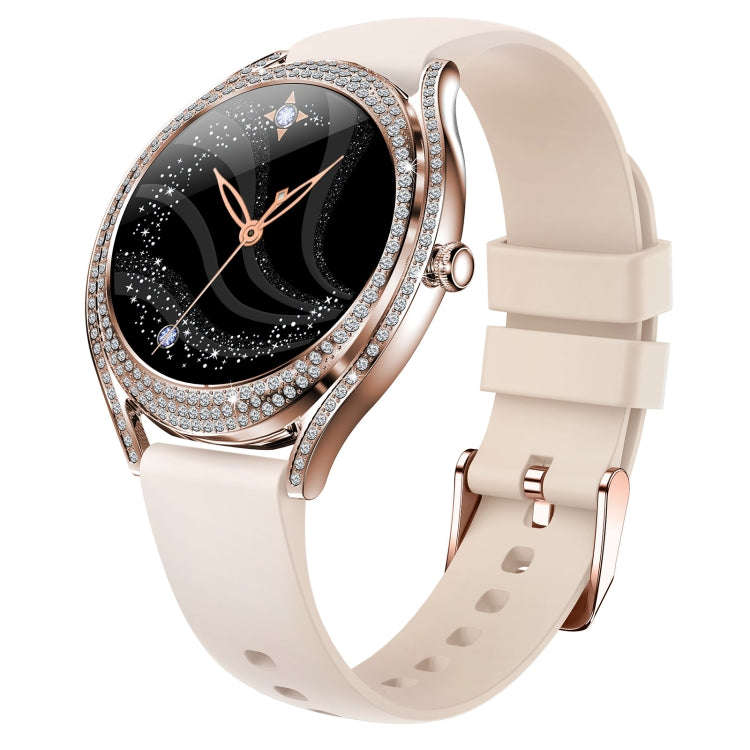 V66 1.28inch BT5.0 Smart Watch Support Heart Rate/ Sleep Detection, Style:Silicone Strap(Gold)