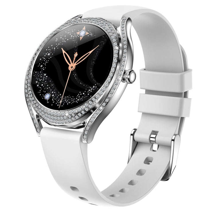 V66 1.28inch BT5.0 Smart Watch Support Heart Rate/ Sleep Detection, Style:Silicone Strap(Silver)