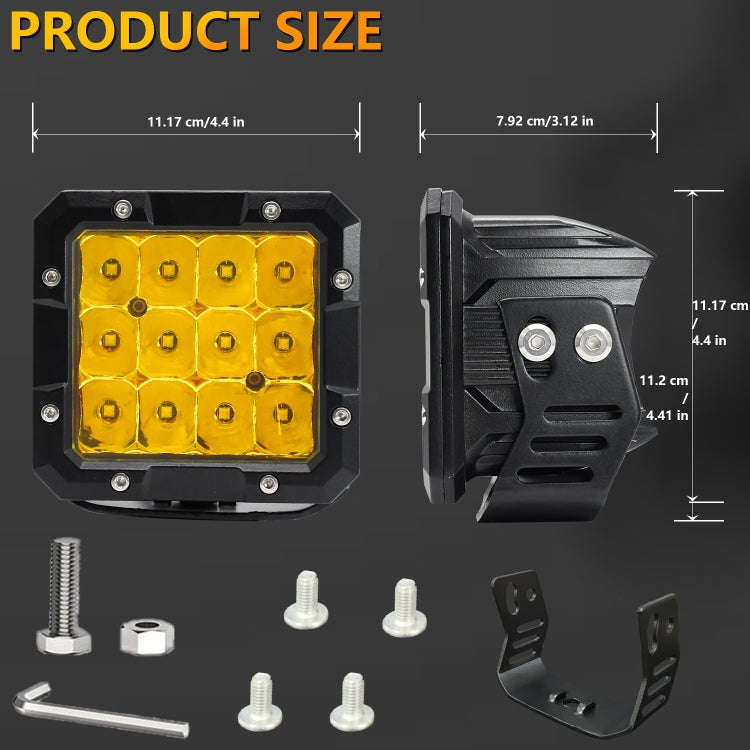 E15 35W / 4000LM / 6000K / DC 9-30V Car 5 inch Square Work Light(Yellow Light)