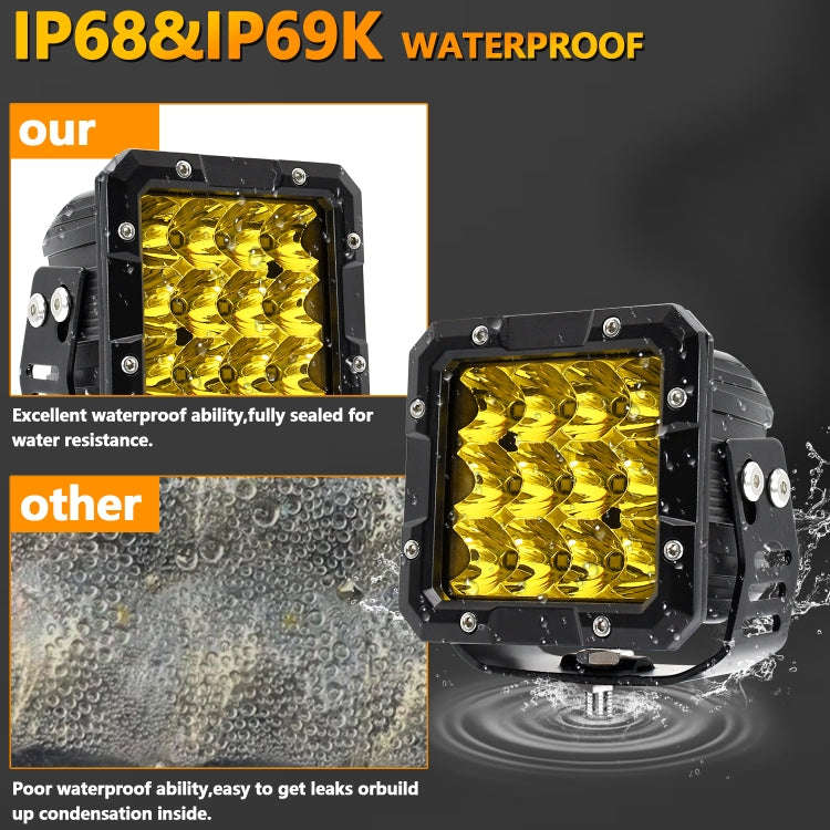 E15 35W / 4000LM / 6000K / DC 9-30V Car 5 inch Square Work Light(Yellow Light)