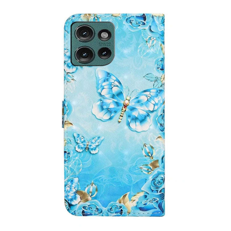 For Motorola Edge 50 5G Oil Embossed 3D Drawing Leather Phone Case(Blue Butterflies)