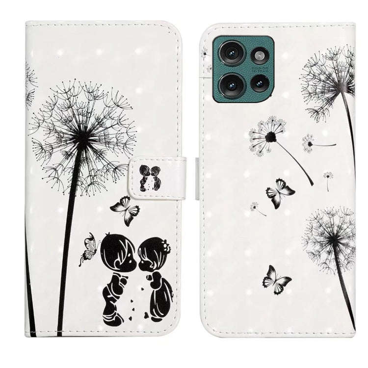 For Motorola Edge 50 5G Oil Embossed 3D Drawing Leather Phone Case(Couple Dandelion)
