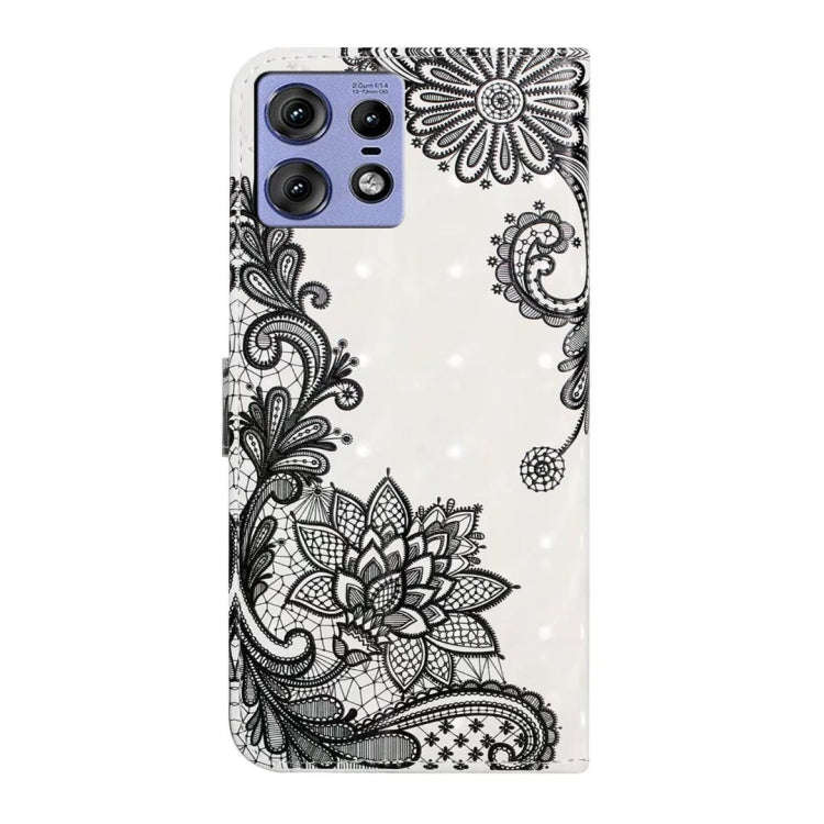 For Motorola Edge 50 Pro Oil Embossed 3D Drawing Leather Phone Case(Lace Flower)