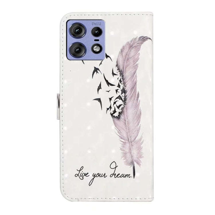 For Motorola Edge 50 Pro Oil Embossed 3D Drawing Leather Phone Case(Feather)