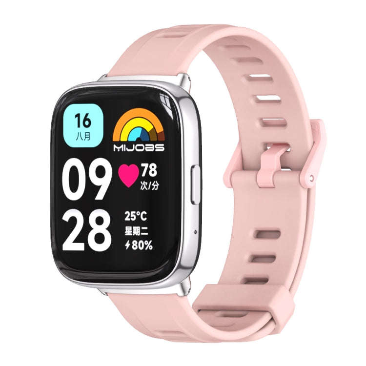For Redmi Watch 3 Lite / Watch 3 Active Mijobs Flat Hole Breathable TPU Watch Band(Pink+Silver)