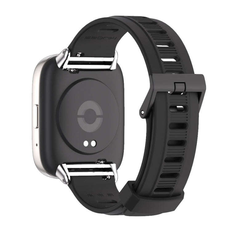 For Redmi Watch 3 Lite / Watch 3 Active Mijobs Flat Hole Breathable TPU Watch Band(Black+Silver)
