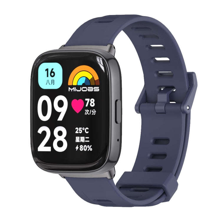 For Redmi Watch 3 Lite / Watch 3 Active Mijobs Flat Hole Breathable TPU Watch Band(Midnight Blue+...