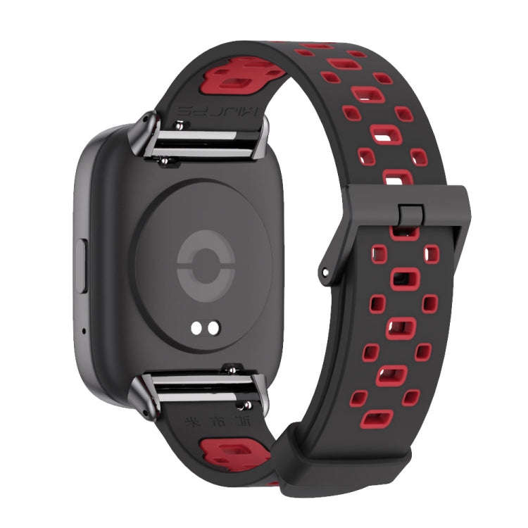 For Redmi Watch 3 Lite / Watch 3 Active Mijobs Square Hole Breathable TPU Watch Band(Black Red)