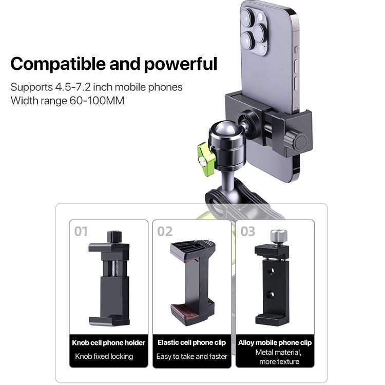Single Suction Cup Pea Clamp Arm Holder 23cm with Elastic Phone Clamp
