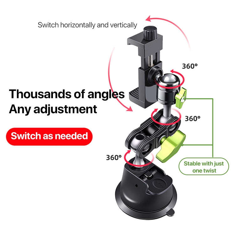 Single Suction Cup Pea Clamp Arm Holder 23cm with Elastic Phone Clamp