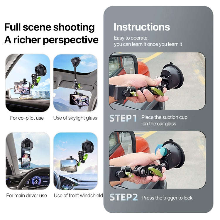 Single Suction Cup Pea Clamp Arm Holder 23cm with Elastic Phone Clamp