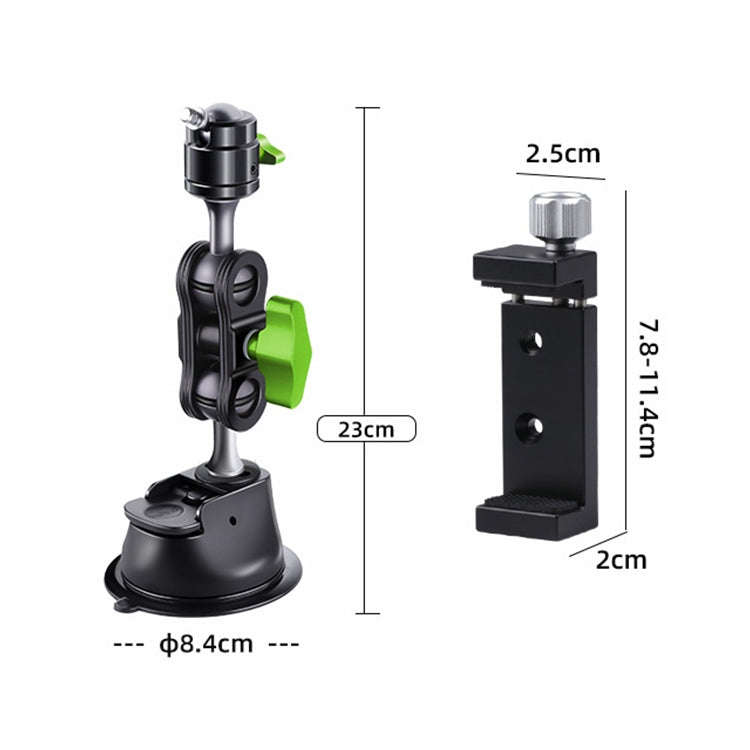Single Suction Cup Pea Clamp Arm Holder 23cm with Metal Phone Clamp