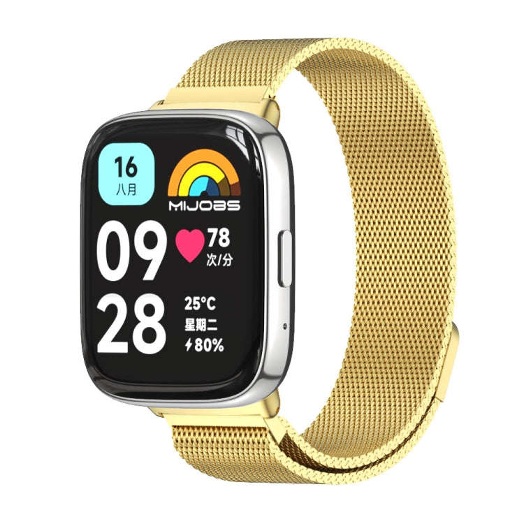 For Redmi Watch 3 Lite / Watch 3 Active Mijobs Milan Magnetic Metal Watch Band(Gold)