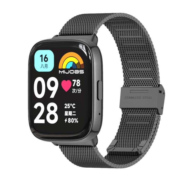 For Redmi Watch 3 Lite / Watch 3 Active Mijobs Milan Buckle Metal Watch Band(Black)
