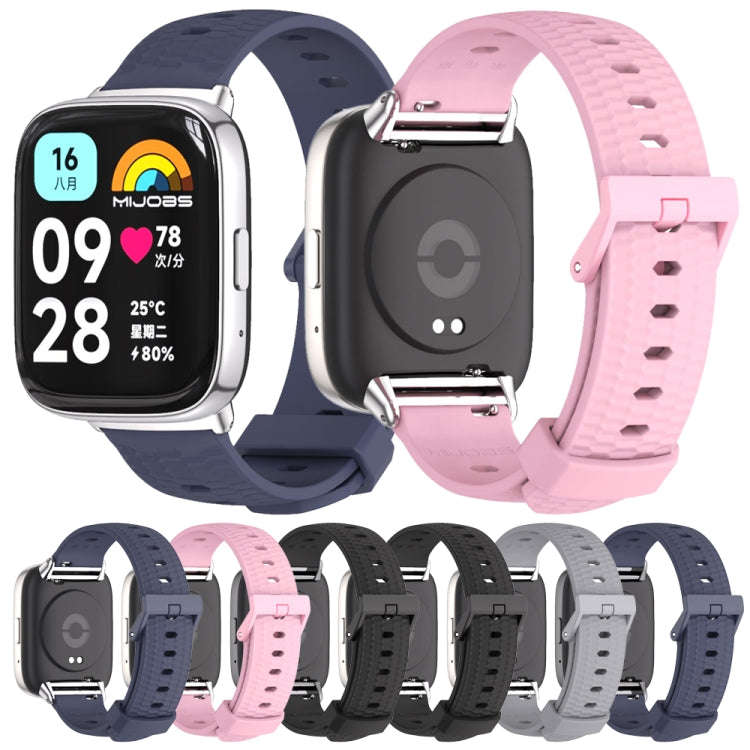 For Redmi Watch 3 Lite / Watch 3 Active Mijobs Honeycomb Texture TPU Watch Band(Midnight Blue Sil...