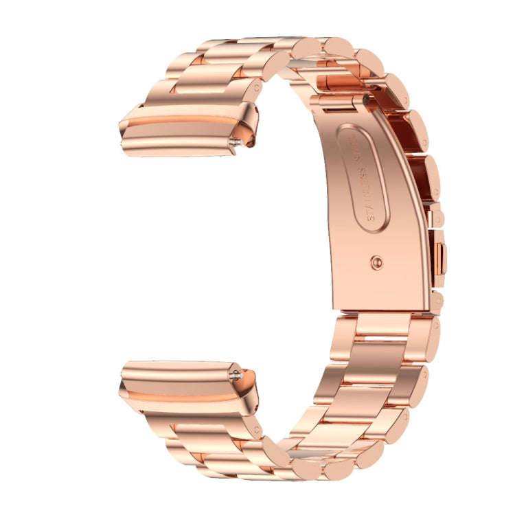For Redmi Watch 3 Lite / Watch 3 Active Mijobs Three-Bead Metal Stainless Steel Watch Band(Rose G...
