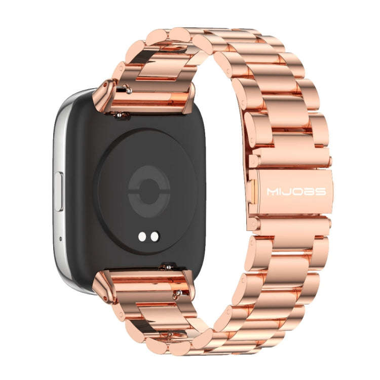 For Redmi Watch 3 Lite / Watch 3 Active Mijobs Three-Bead Metal Stainless Steel Watch Band(Rose G...
