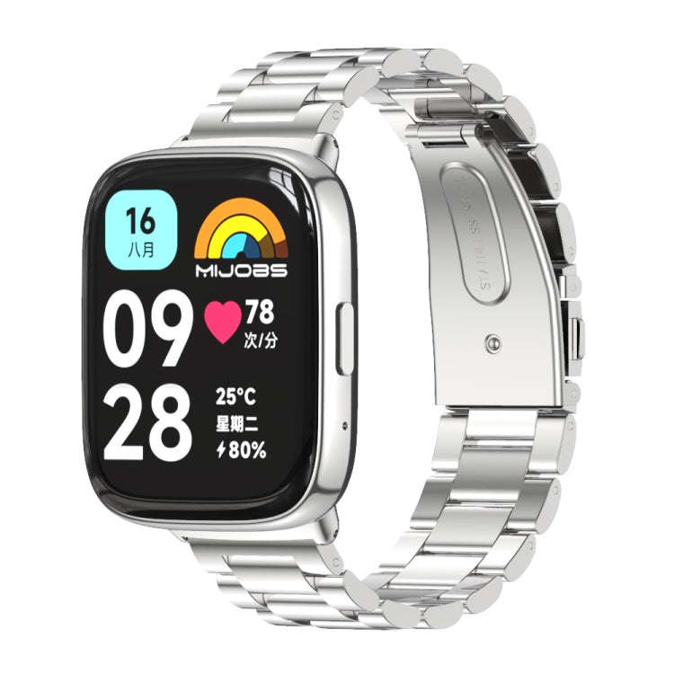For Redmi Watch 3 Lite / Watch 3 Active Mijobs Three-Bead Metal Stainless Steel Watch Band(Silver)