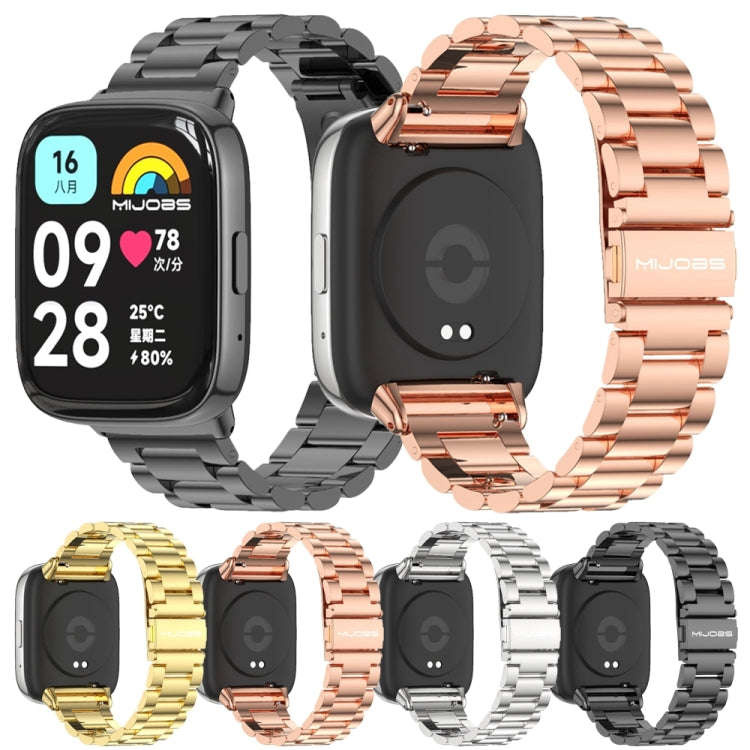 For Redmi Watch 3 Lite / Watch 3 Active Mijobs Three-Bead Metal Stainless Steel Watch Band(Silver)