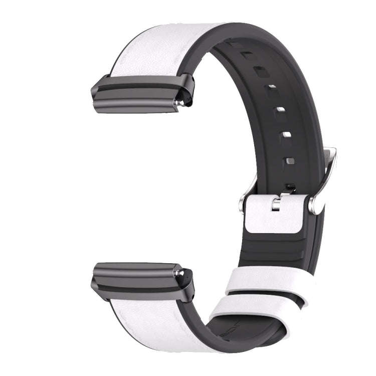 For Redmi Watch 3 Lite / Watch 3 Active Mijobs TPU Leather Watch Band(White Black)