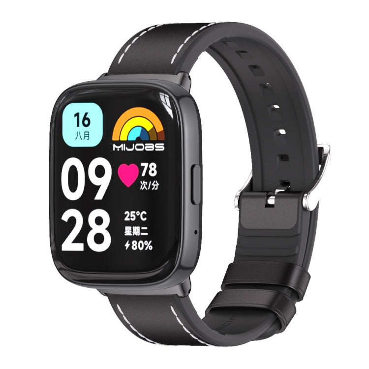 For Redmi Watch 3 Lite / Watch 3 Active Mijobs TPU Leather Watch Band(Black)