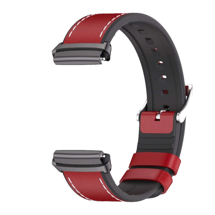 For Redmi Watch 3 Lite / Watch 3 Active Mijobs TPU Leather Watch Band(Red Black)