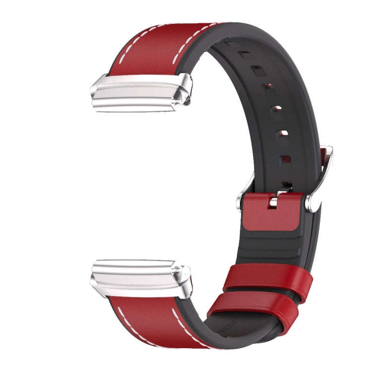For Redmi Watch 3 Lite / Watch 3 Active Mijobs TPU Leather Watch Band(Red Silver)