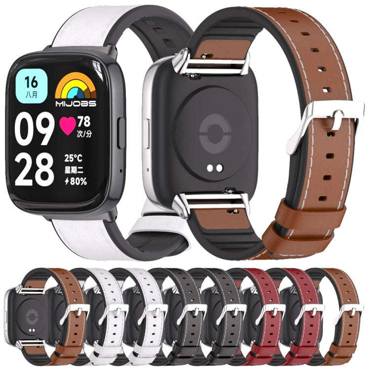 For Redmi Watch 3 Lite / Watch 3 Active Mijobs TPU Leather Watch Band(Red Black)