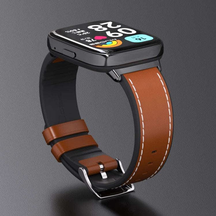 For Redmi Watch 3 Lite / Watch 3 Active Mijobs TPU Leather Watch Band(Red Silver)
